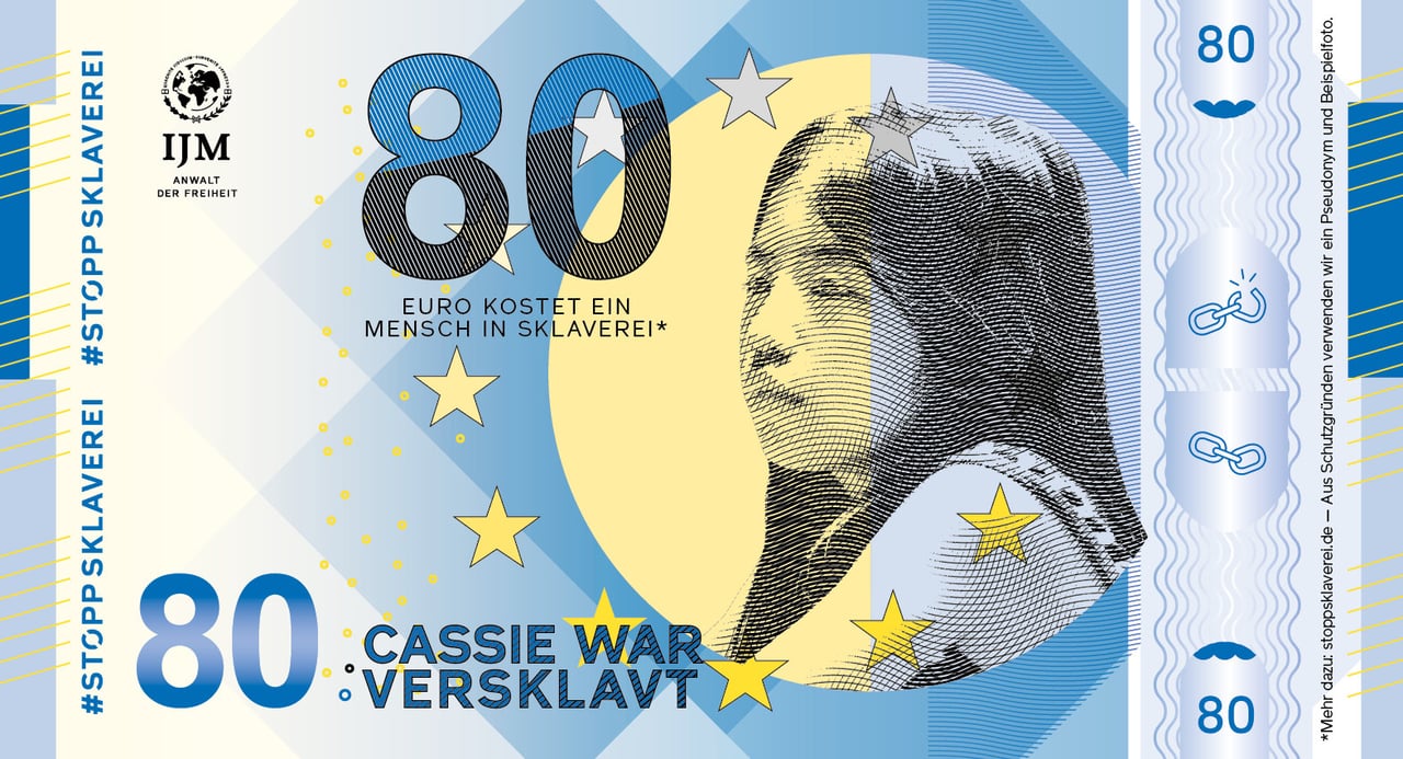 IJM Aktionstag Geldschein Motiv Cassie Website Ansicht