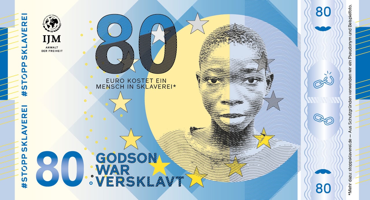 IJM Aktionstag Geldschein Motiv Godson Website Ansicht